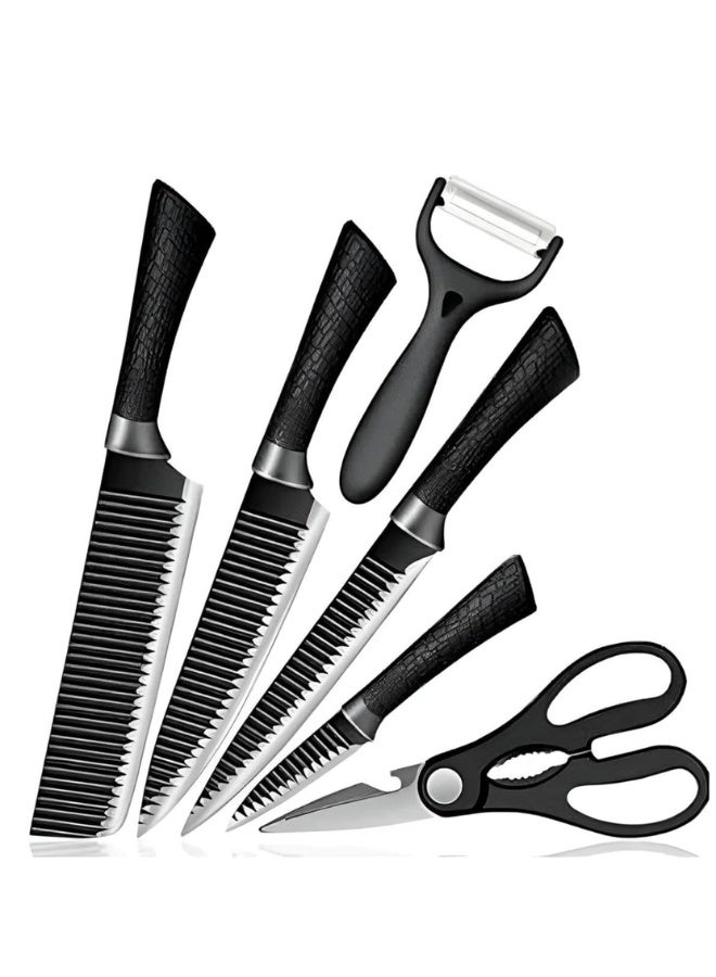 Chef Knife & Utility Knife Set – 6-Piece Stainless Steel Kitchen Knife Set with Peeler and Scissors - Image 1